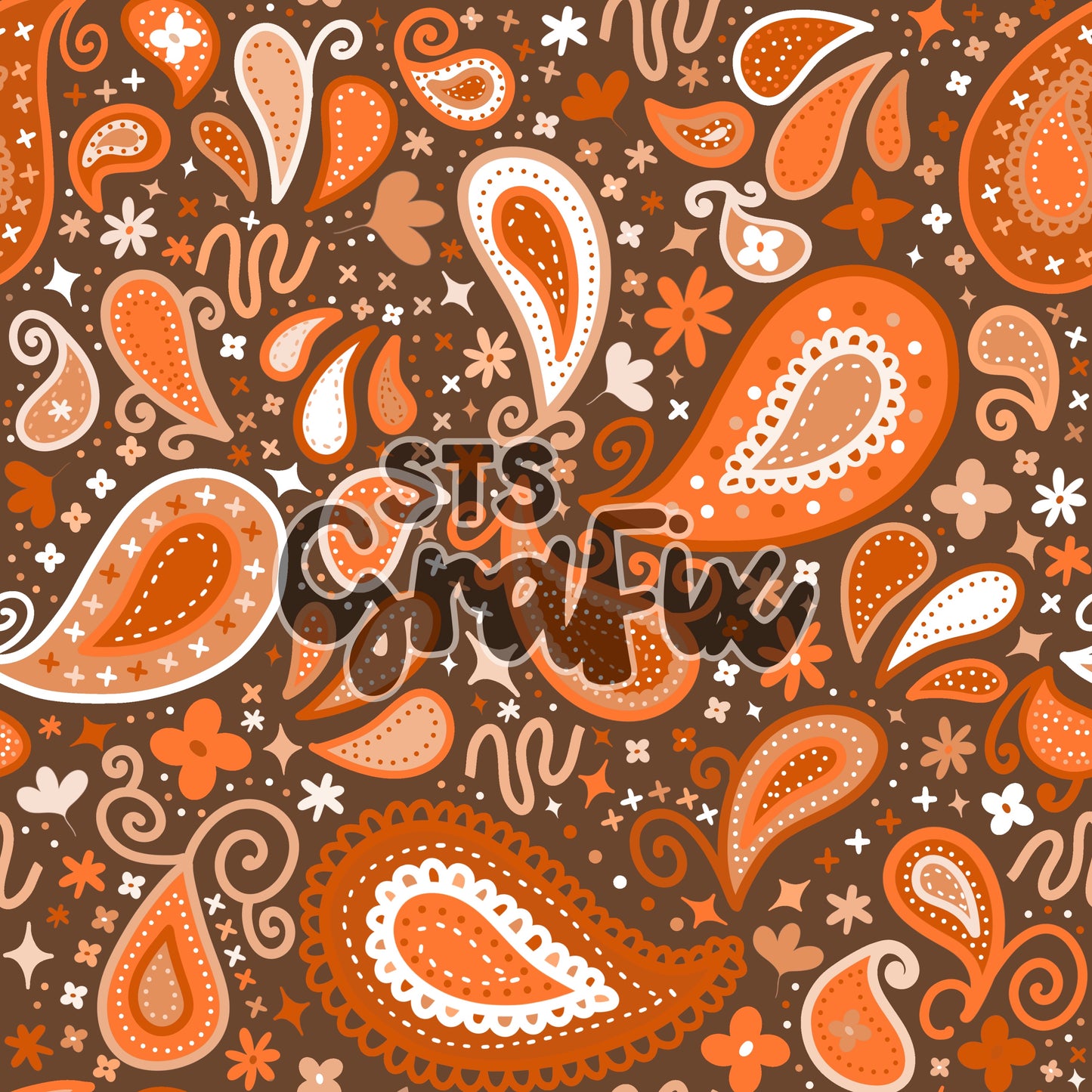 Orange & Brown Paisley