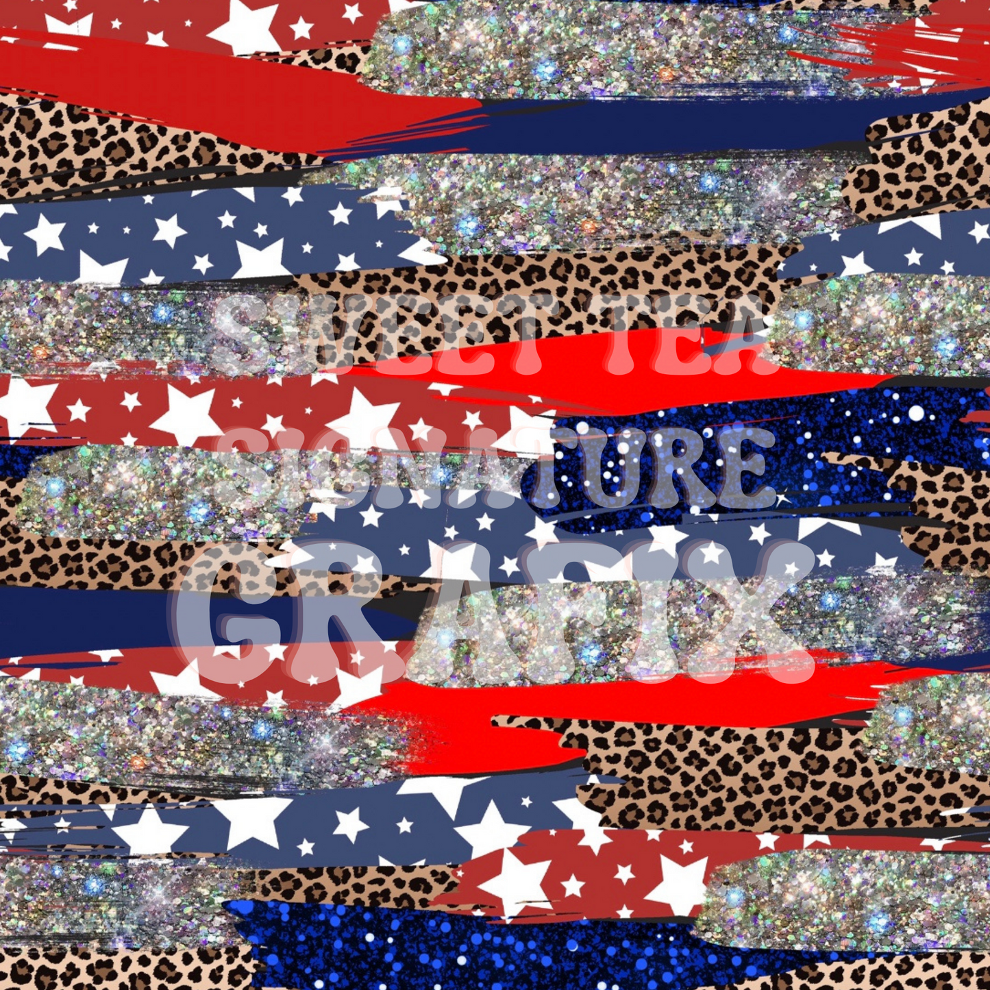 Red and Blue Stars Brushstrokes