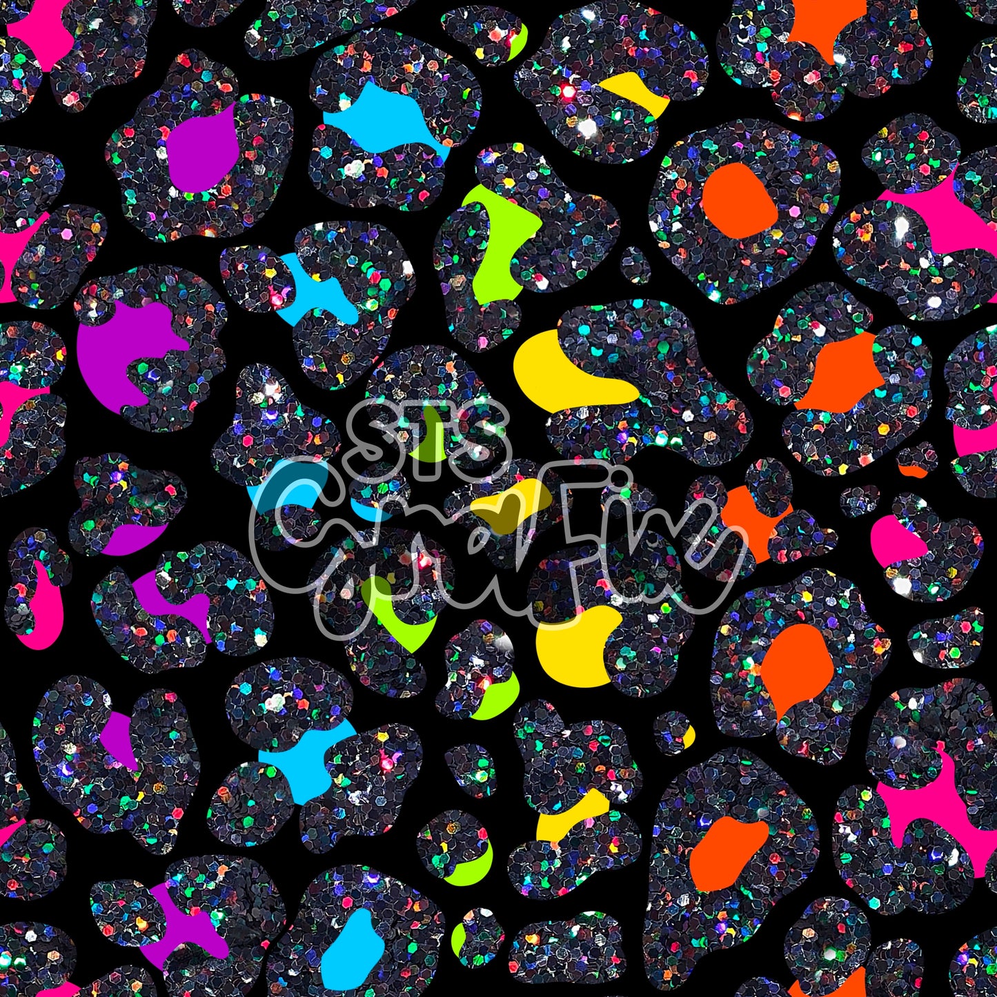 Neon Rainbow Leopard Black