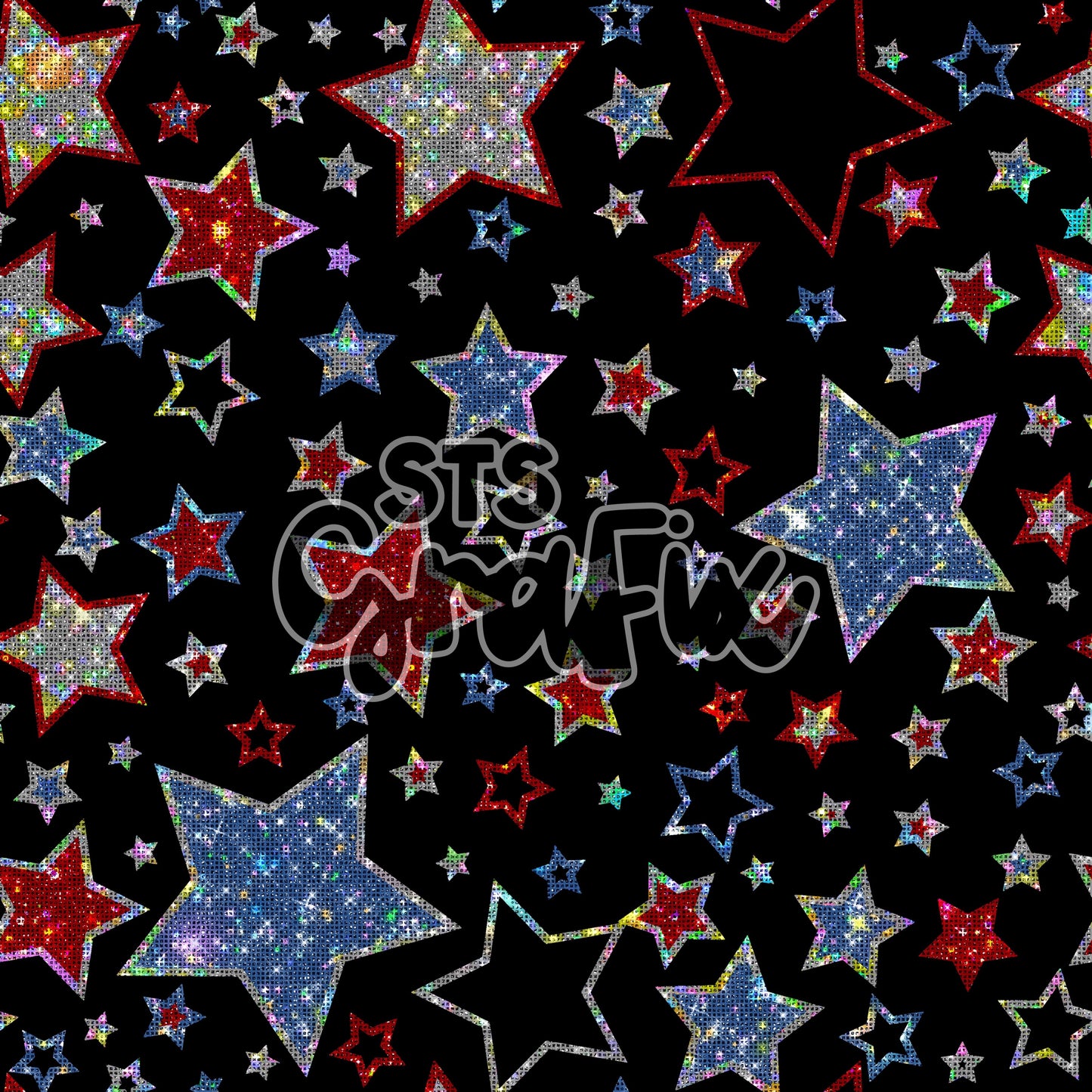 RWB Glitter Stars—Black