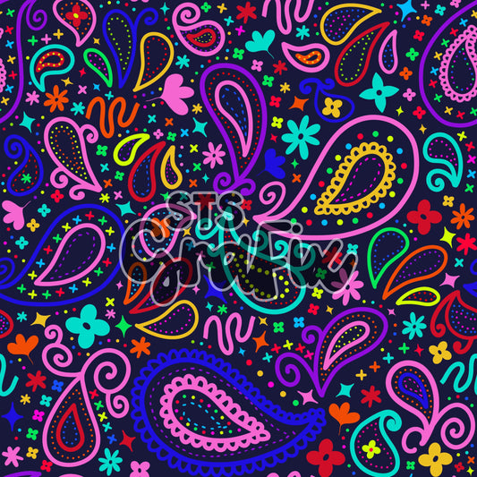 Rainbow Neon Paisley