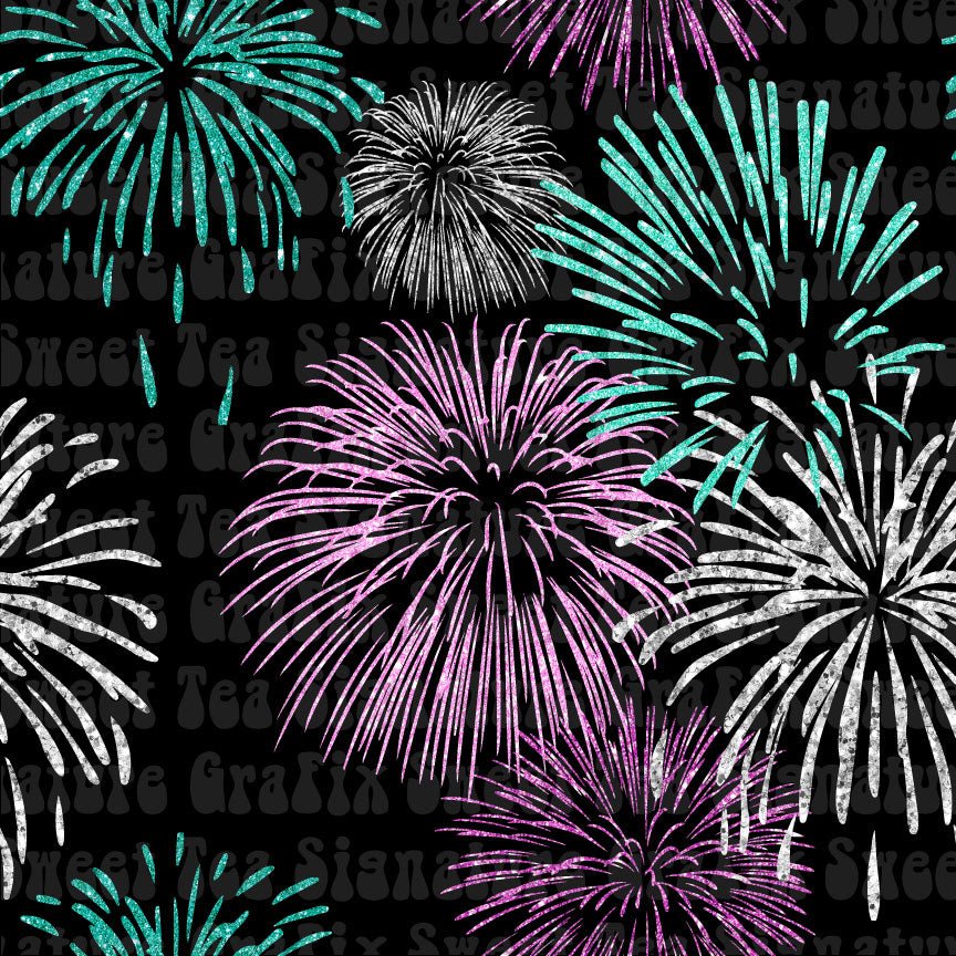 Turquoise/Pink/Silver Fireworks