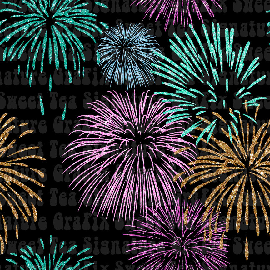 Turquoise/Pink/Silver Fireworks