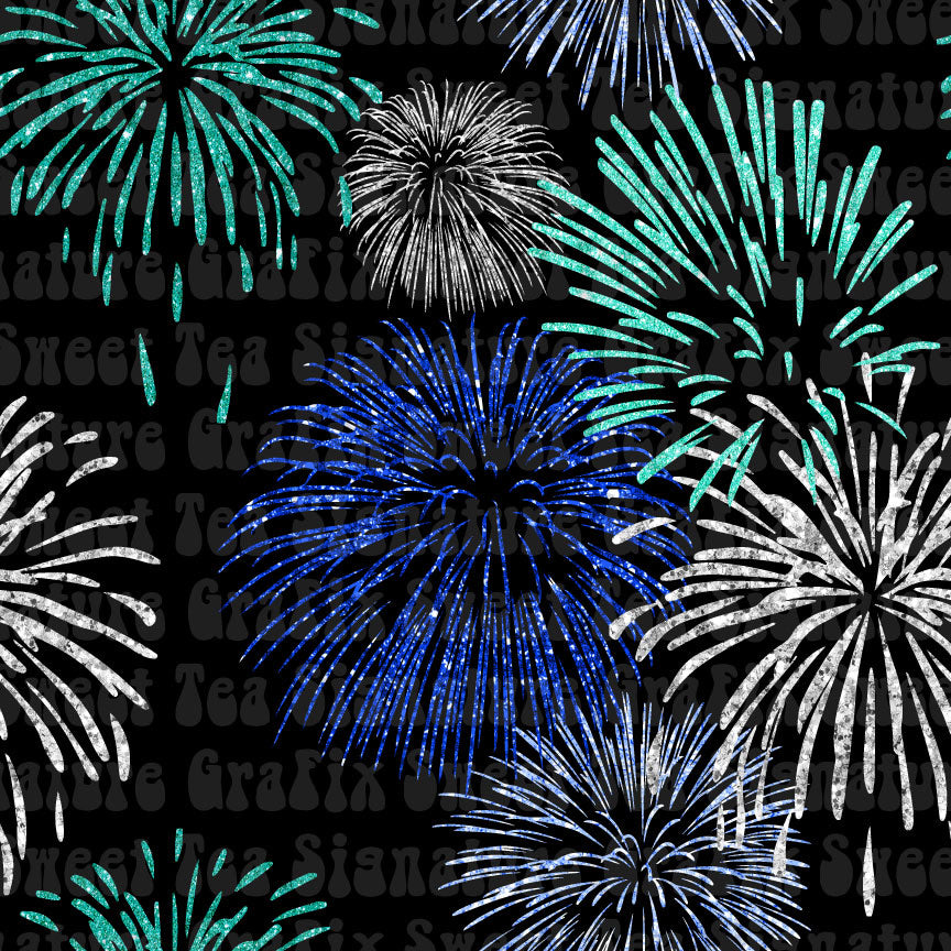 Blue/Silver Fireworks