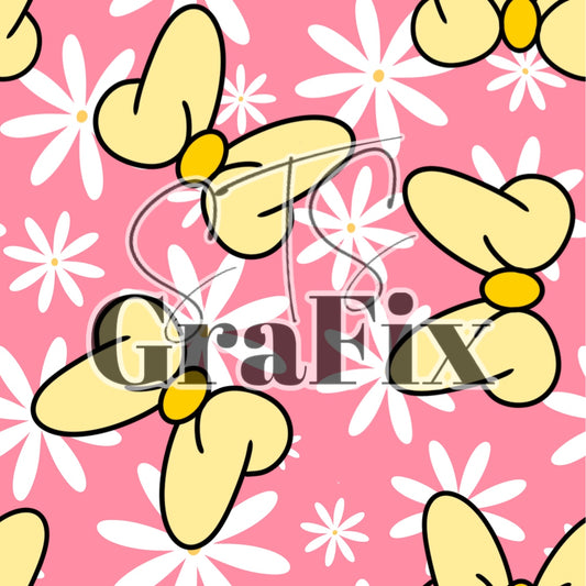 Pink Daisies & Yellow Bows