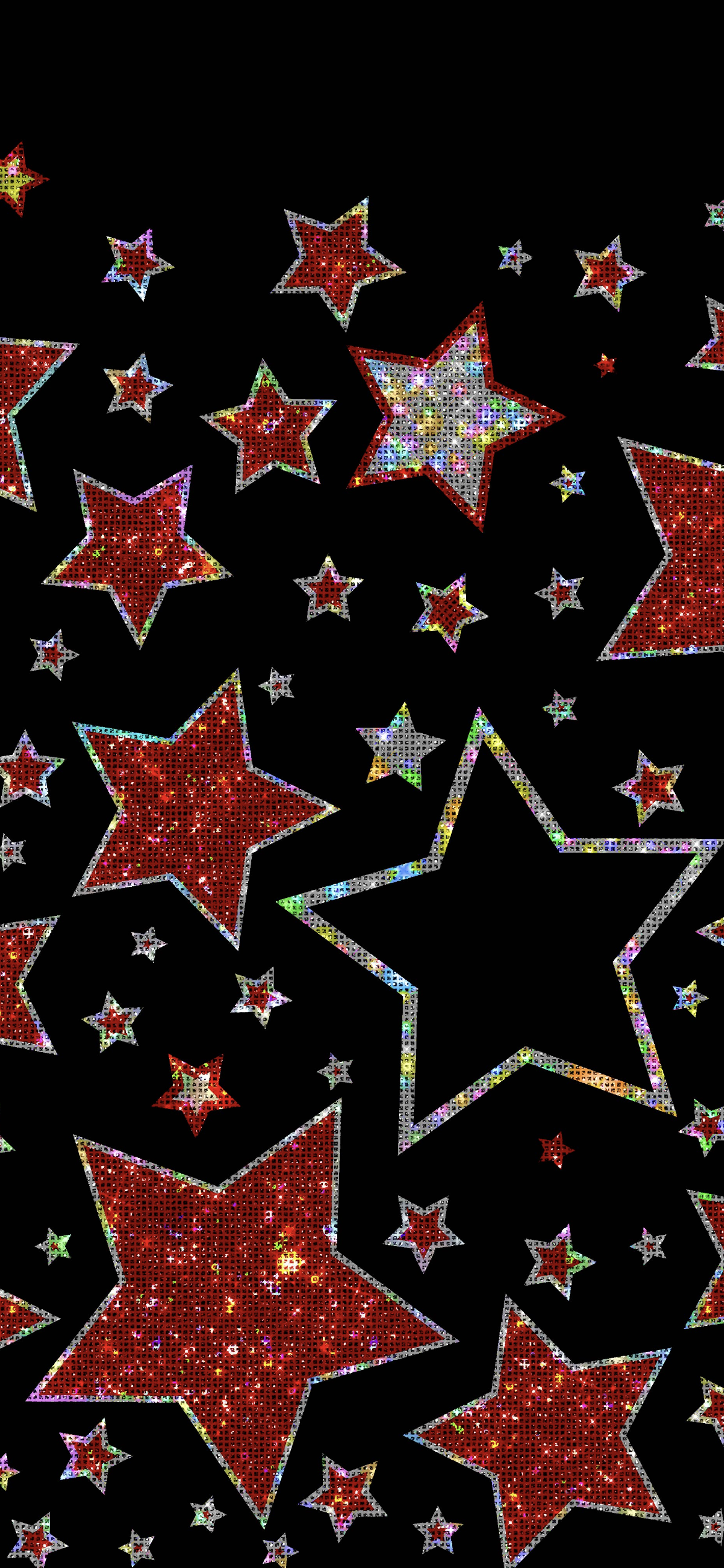 Black and Red Bottom Glitter Stars